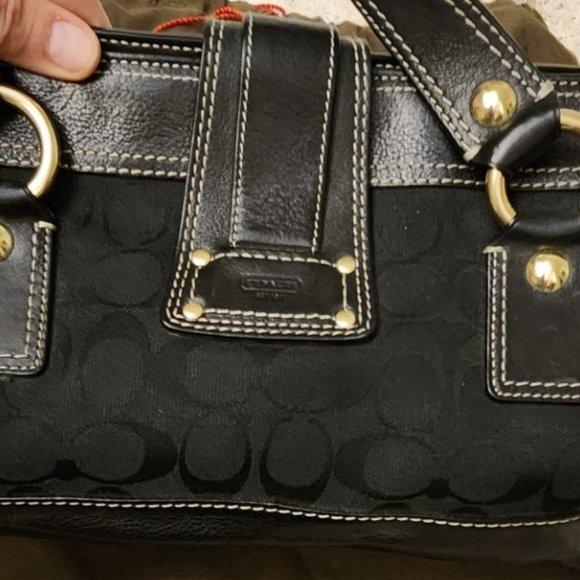 Coach Legacy Signature Black 65th Anniversary Bag with Gold Accents - Picture 4 of 15